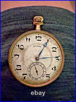 Illinois Watch Case Co Gold Pocket Watch exposed face demonstrating it's history