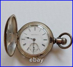 Illinois Watch Co. 1883 Pocket Watch 459218 Model 2 18s Coin Silver Hunter Case