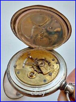 Illinois Watch Co. 1883 Pocket Watch 459218 Model 2 18s Coin Silver Hunter Case