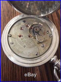 Illinois pocket watch, Bunn, 17 jewel, 18 Size, In a Coin Silver 4 Oz. Case