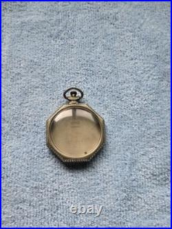 Illinois pocket watch case, size 12s, ultra-thin, octagonal, white gold-filled