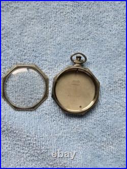 Illinois pocket watch case, size 12s, ultra-thin, octagonal, white gold-filled