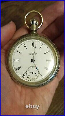 Illinois pocket watch, circa 1904, open face, nickel swing out case