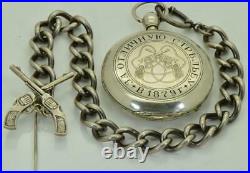 Imperial Russian Officer's award silver full hunter case H. Huguenin pocket watch
