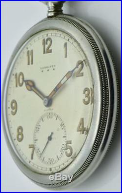 Important antique military screw back case Longines CHRONOMETER watch