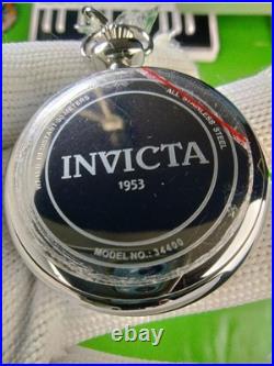 Invicta Classic Vintage Quartz Pocket Watch 34400 SS Case/Chain Black Dial WR30M