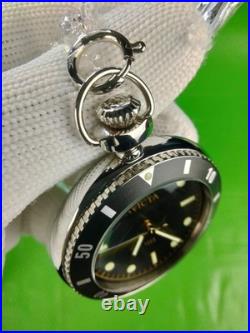 Invicta Classic Vintage Quartz Pocket Watch 34400 SS Case/Chain Black Dial WR30M