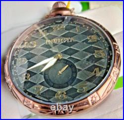 Invicta Quartz Vintage Pocket Watch 34570 Brown SS Case Chain Metal Dial WR30M