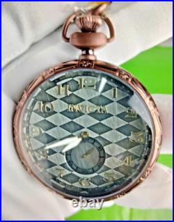 Invicta Quartz Vintage Pocket Watch 34570 Brown SS Case Chain Metal Dial WR30M