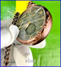 Invicta Quartz Vintage Pocket Watch 34570 Brown SS Case Chain Metal Dial WR30M
