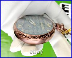 Invicta Quartz Vintage Pocket Watch 34570 Brown SS Case Chain Metal Dial WR30M