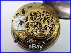 Jer H Garbett 1741 London Verge Fusee Sterling Pair Case Pocket Watch. With Key