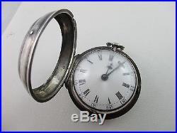 Jer H Garbett 1741 London Verge Fusee Sterling Pair Case Pocket Watch. With Key