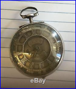 JOHN ELLICOTT VERGE FUSEE POCKETWATCH INNER SILVER CASE CHAMPLEVEE SILVER DIAL
