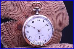 JUNGHANS CAL. 34 SILVER EXPOSITION CASE 51mm POCKET WATCH RUNS (KP)