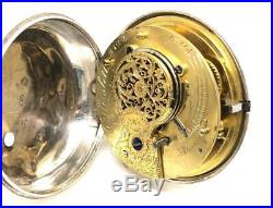 J Hernlett of London Silver Verge Fusee Pair cased 1833 Pocket Watch