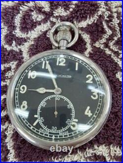 Jaeger LeCoultre British Military Pocket Watch 1930s Hand-Winding Black Case 2