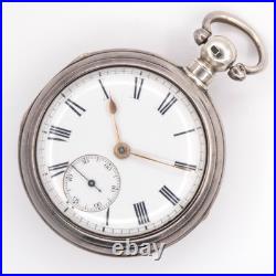 Jno. Strachan Silver Pair Case Key Wind Fusee Antique Pocket Watch, Keeps Time