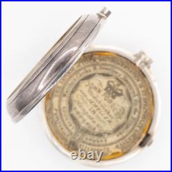 Jno. Strachan Silver Pair Case Key Wind Fusee Antique Pocket Watch, Keeps Time