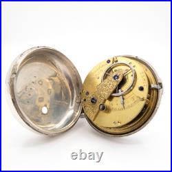 Jno. Strachan Silver Pair Case Key Wind Fusee Antique Pocket Watch, Keeps Time