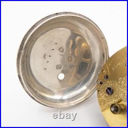 Jno. Strachan Silver Pair Case Key Wind Fusee Antique Pocket Watch, Keeps Time