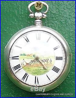 John Fowles East Grinstead Plough The Field Pair Case Verge Fusee Pocket Watch