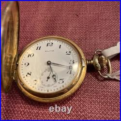 Keeps Time BLITA Pocket Watch 17 Jewels Hunters Gold Filled Case Pulsation
