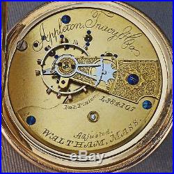 LARGE 1880 Waltham Solid 14K Gold 18 Size Hunter Case Pocket Watch