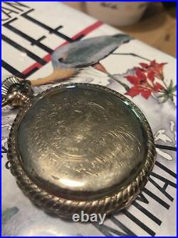 LARGE HIGHLY FANCY GOLD Plated HUNTER CASE ELGIN POCKET WATCH DOUBLE ROLLER