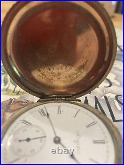 LARGE HIGHLY FANCY GOLD Plated HUNTER CASE ELGIN POCKET WATCH DOUBLE ROLLER