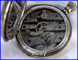 LOOK Antique Pocket Watch Hunting Case Engraved 8S Key Set Key Wind Gorgeous