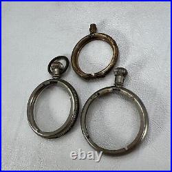 LOT OF 3 ANTIQUE 16s & 8s JEWELERS POCKET WATCH CASES (FOR PARTS)