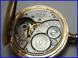 Ladies Elgin Hunters Case Pocket Watch Fancy Dial Jboss Running Engraved Nra