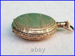 Ladies Illinois Gold Filled Pocket Watch Pendant Ornate Hunter Case ANTIQUE