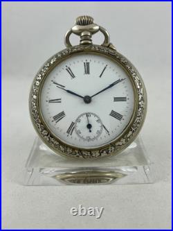 Langendorf Watch Co. Pocket Watch Manual Wind With Ornate Case, Works