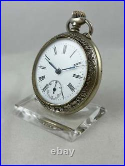 Langendorf Watch Co. Pocket Watch Manual Wind With Ornate Case, Works