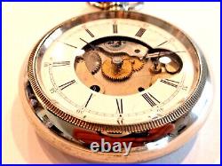 Large18SZ Hampden Pocket Watch-Cut-away Dial in Silveroid Case. Serviced-15J