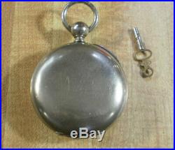 Large 1883 18s Waltham Wm Ellery Keywind Pocket Watch Fahys Case Runs Good