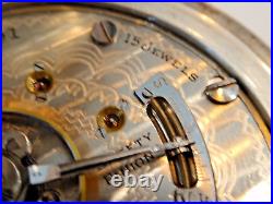 Large 18SZ Elgin Pocket Watch-in 4oz Coin Silver 1/2 Hunters Case. Serviced-15J
