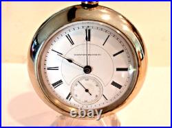 Large 18SZ-Hampden Pocket Watch-in Display Case-15 j Serviced-Runs Great-1885
