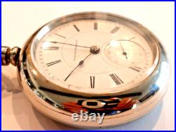 Large 18SZ-Hampden Pocket Watch-in Display Case-15 j Serviced-Runs Great-1885