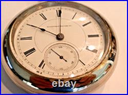 Large 18SZ-Hampden Pocket Watch-in Display Case-15 j Serviced-Runs Great-1885