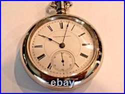 Large 18SZ-Hampden Pocket Watch-in Display Case-15 j Serviced-Runs Great-1885