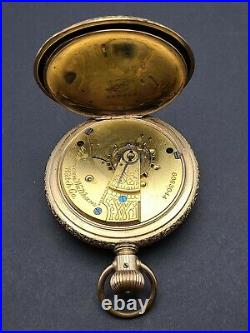 Large Antique American Waltham Pocket Watch 18s 7j Engraved Hunter Case