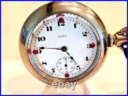 Large Monster Elgin Pocket Watch 62.5mm, with rhinestones, new glass, runs great