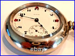 Large Monster Elgin Pocket Watch 62.5mm, with rhinestones, new glass, runs great