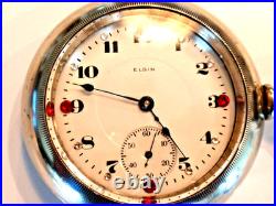 Large Monster Elgin Pocket Watch 62.5mm, with rhinestones, new glass, runs great