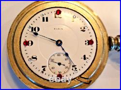 Large Monster Elgin Pocket Watch 62.5mm, with rhinestones, new glass, runs great