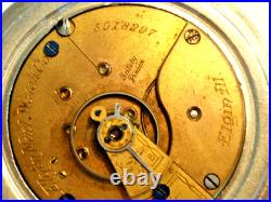 Large Monster Elgin Pocket Watch 62.5mm, with rhinestones, new glass, runs great