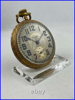 Large Pocket Watch Elgin USA Hand Wound With Gold Plated Case, Works